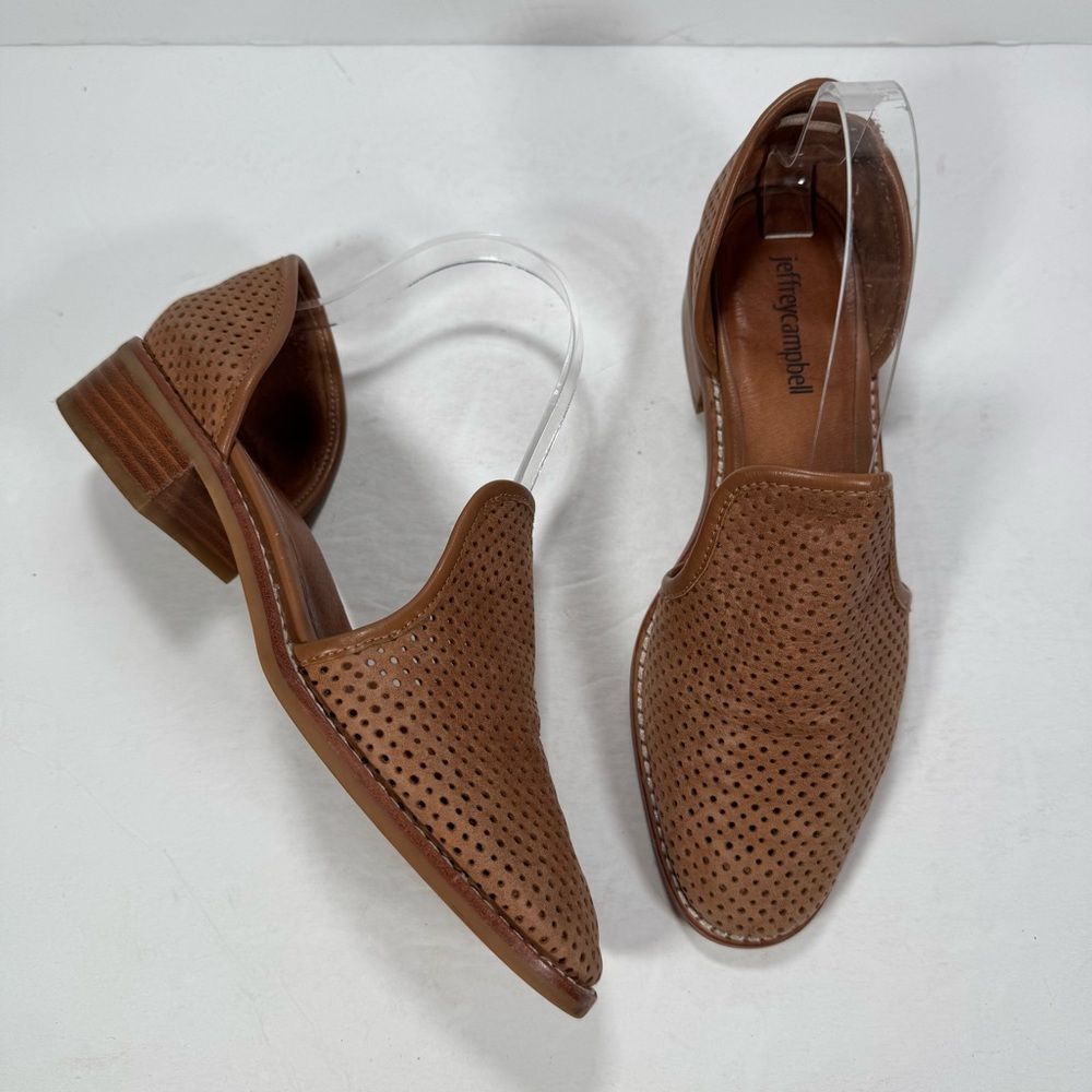 Jeffrey Campbell Open Punch D’Orsay Oxfords Brown Leather Women Size 7.5